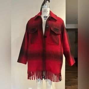 Plaid jacket with fringe